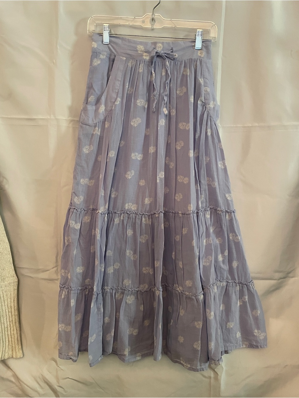 Old Navy xs Light Lavender Tiered Maxi Skirt with Floral Print